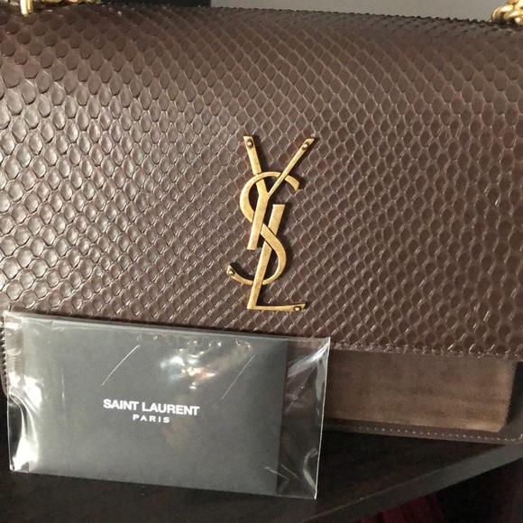 YSL Croc Embossed Luxury Sunset Bag - Picture 4 of 5